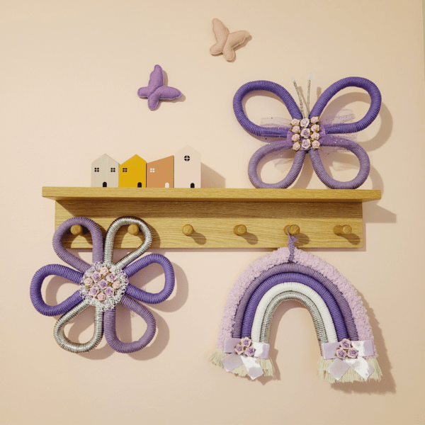 Handmade Purple Butterfly , Rainbow Wall Hanging - Image 3