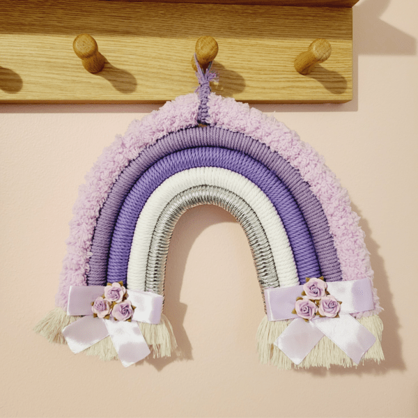 Handmade Purple Butterfly , Rainbow Wall Hanging - Image 4