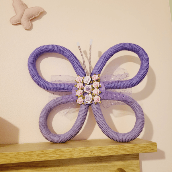 Handmade Purple Butterfly , Rainbow Wall Hanging - Image 5
