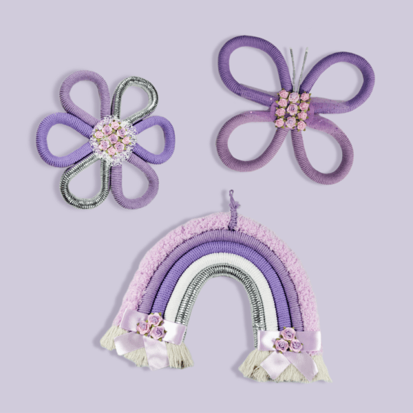 Handmade Purple Butterfly , Rainbow Wall Hanging - Image 2