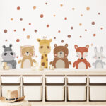 Cartoon Animals Dots Wall Sticker