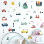 Cartoon Car Boys Wall Decals Transportation Vehicles Wall Stickers