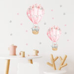 Night Glow Hot Air Balloon and Sleeping Elephant Wall Decals