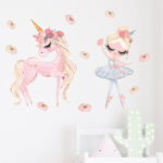 Ballet Girl with Unicorn Wall Decals