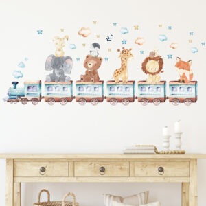 Baby Animals Train Cartoon Wall Stickers