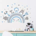 Blue Rainbow Jungle Animals Wall Decals