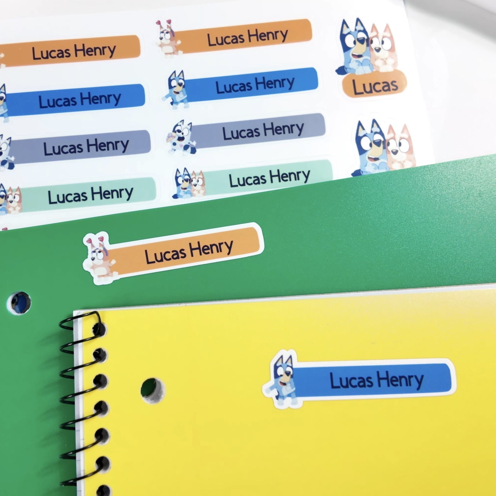 62 Pcs Bluey Inspired Waterproof Name Stickers - Image 2