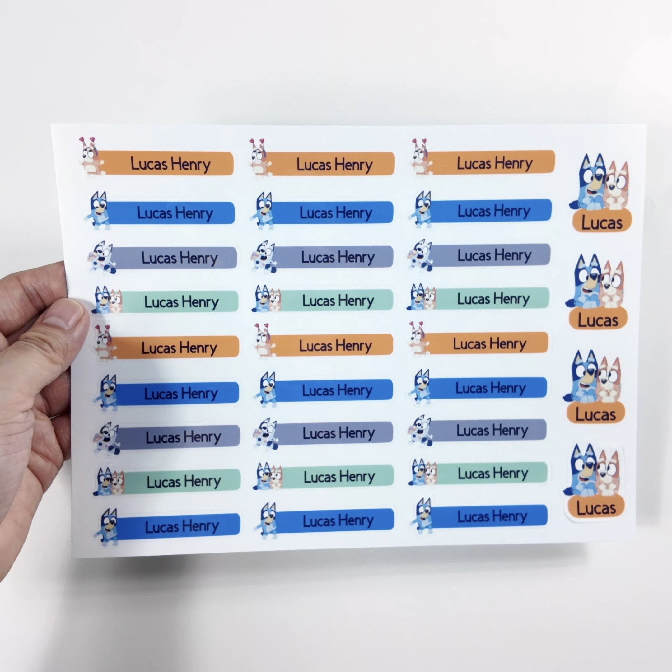 62 Pcs Bluey Inspired Waterproof Name Stickers - Image 5