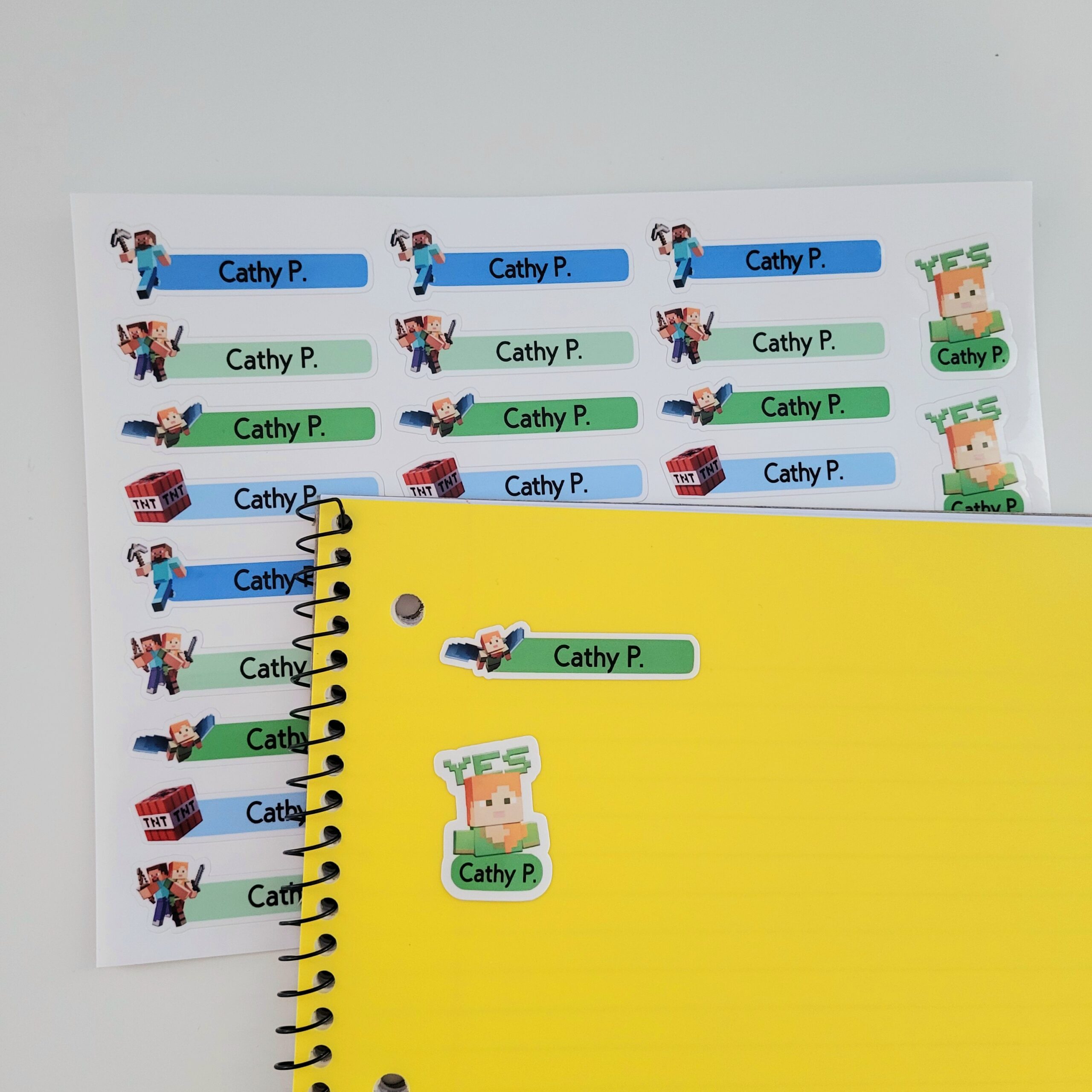 62 Pcs Minecraft Inspired Waterproof Name Sticker, Sticker, Daycare Label, School Supply Sticker, Gift for Minecraft Fans - Image 3
