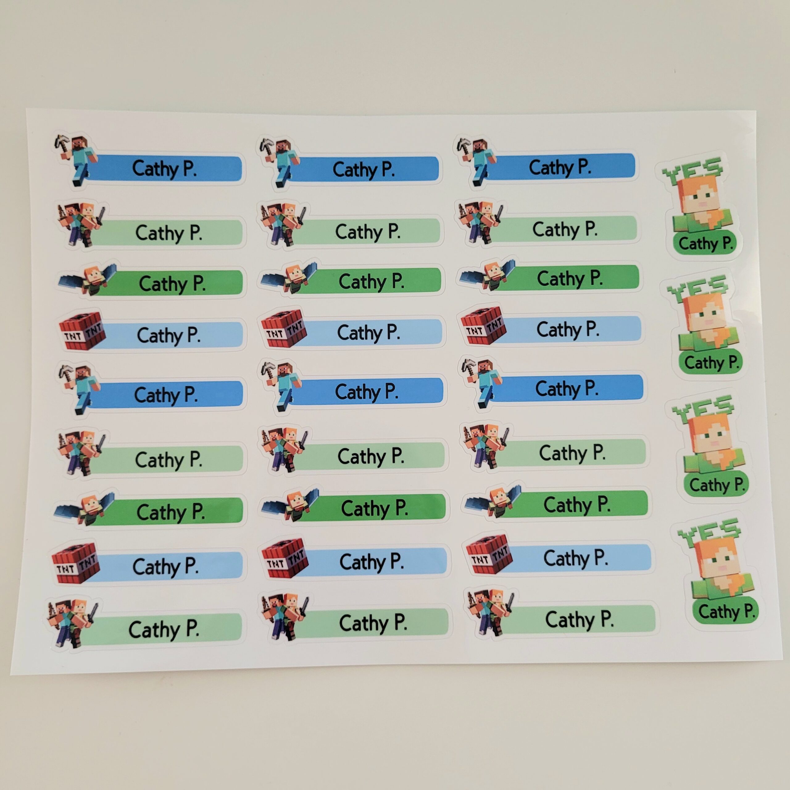 62 Pcs Minecraft Inspired Waterproof Name Sticker, Sticker, Daycare Label, School Supply Sticker, Gift for Minecraft Fans - Image 5