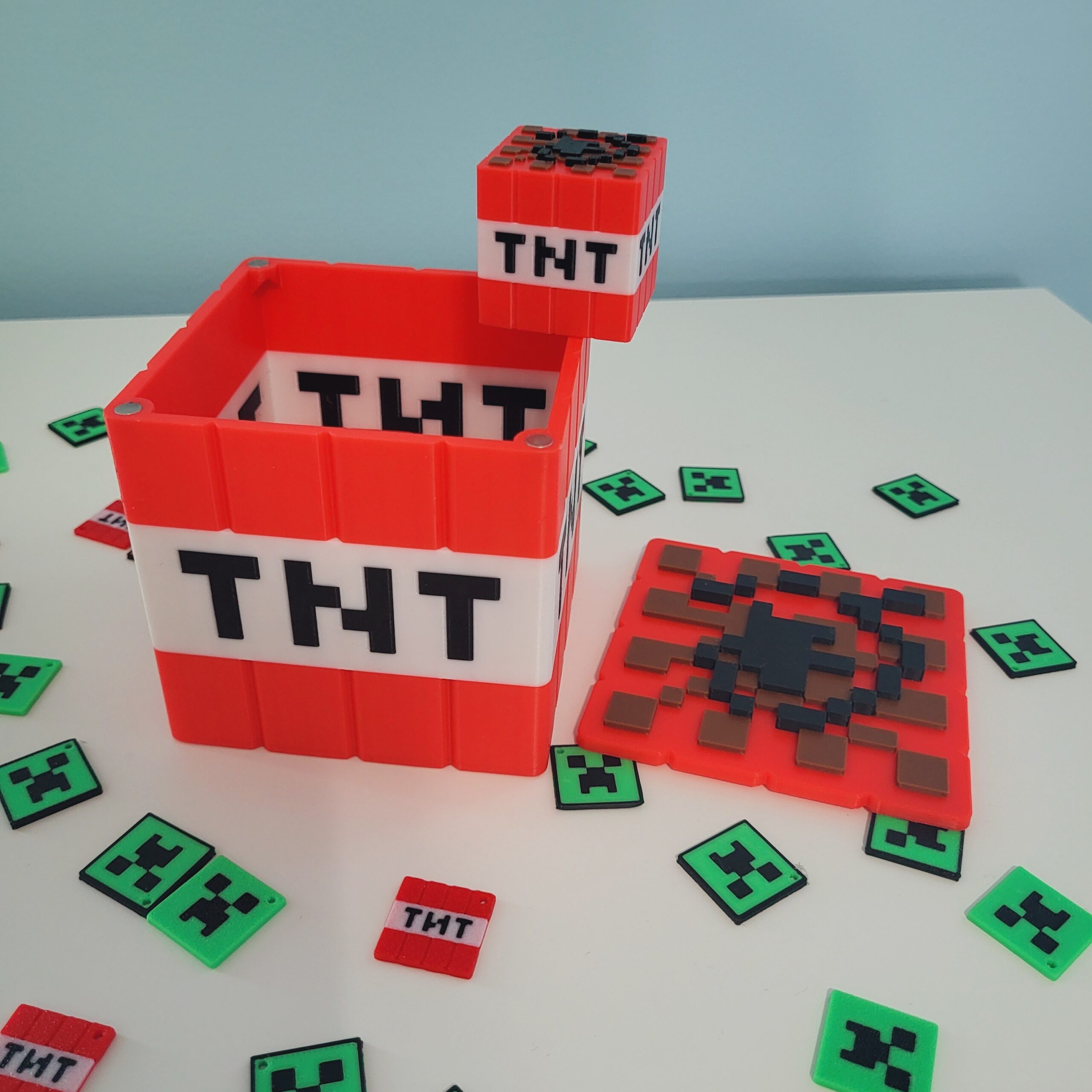 Minecraft Inspired TNT Block, 3D Printed TNT Cube, Minecraft Creeper Box, Minecraft Style Gamer Gift, Minecraft Holders, Cute Office Table Decor - Image 3