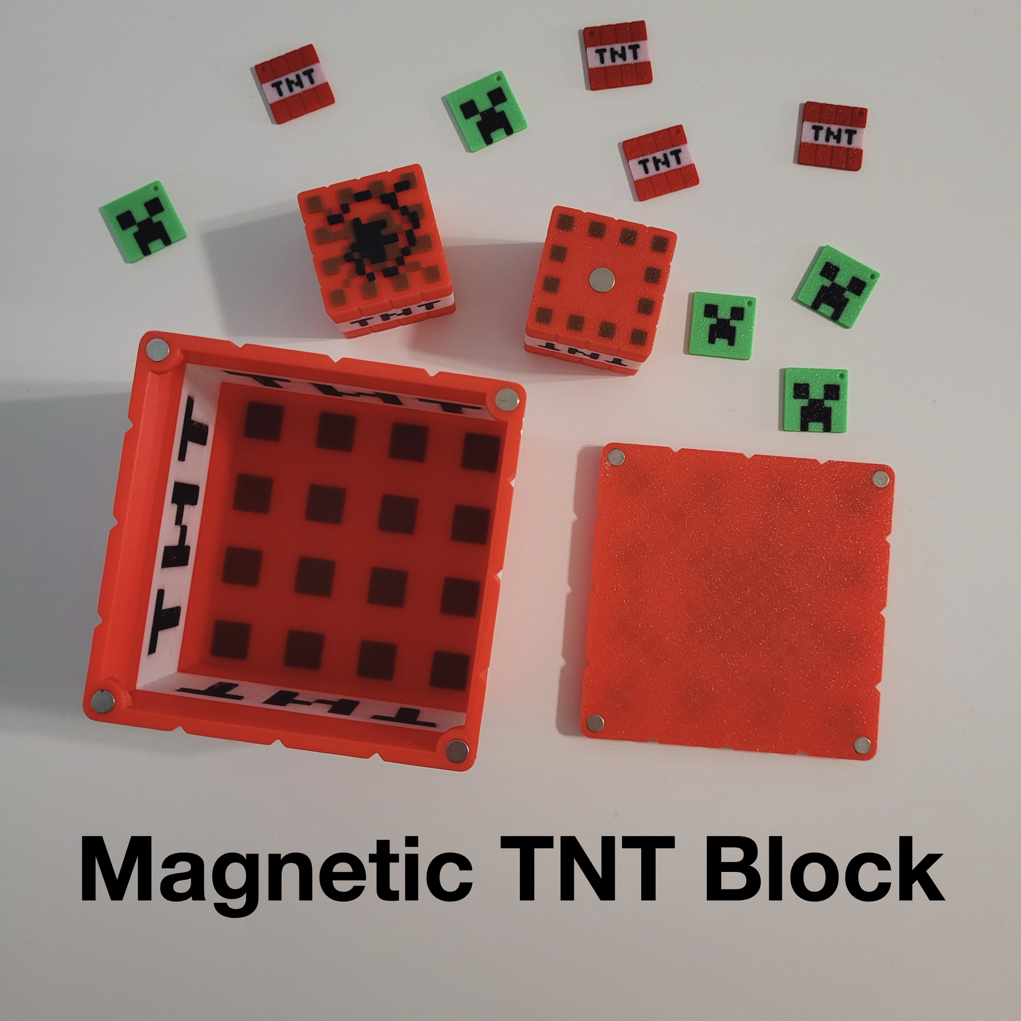 Minecraft Inspired TNT Block, 3D Printed TNT Cube, Minecraft Creeper Box, Minecraft Style Gamer Gift, Minecraft Holders, Cute Office Table Decor - Image 4