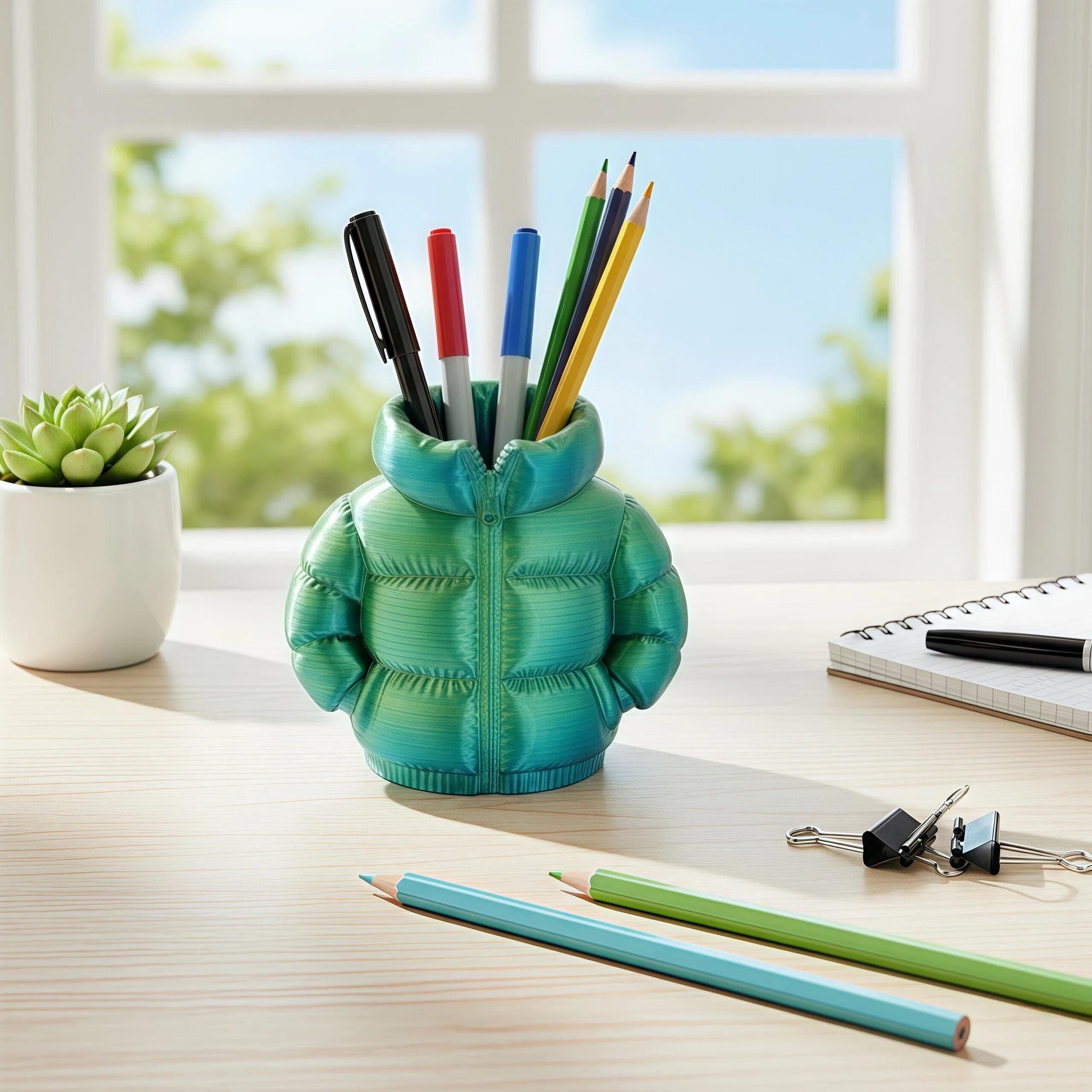 3D Printed Jacket Pencil/Brush Holder, Multi-color Desk Organizer, Unique Home & Office Decor, Game Room Decor, Gift for Students, Gamer - Image 2