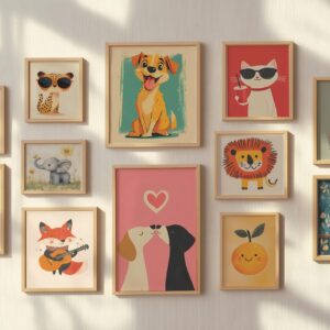 50 Animal Nursery Prints Bundle, Digital Download Wall Art for Baby Room, Kids Room, Playroom, Cute Printable Decor & Greeting Cards