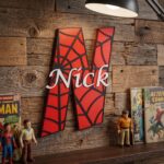 Personalized Superhero Name Sign, Custom Spiderman Room Sign, Kids Room Decor, Nursery & Game Room Wall Decor, Red Spider Web Name Sign
