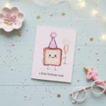 Funny Birthday Toast Card, Cute Toast Bread with Champagne, Watercolor Toast with Party Hat,Cute Funny Birthday Card,A Little Birthday Toast