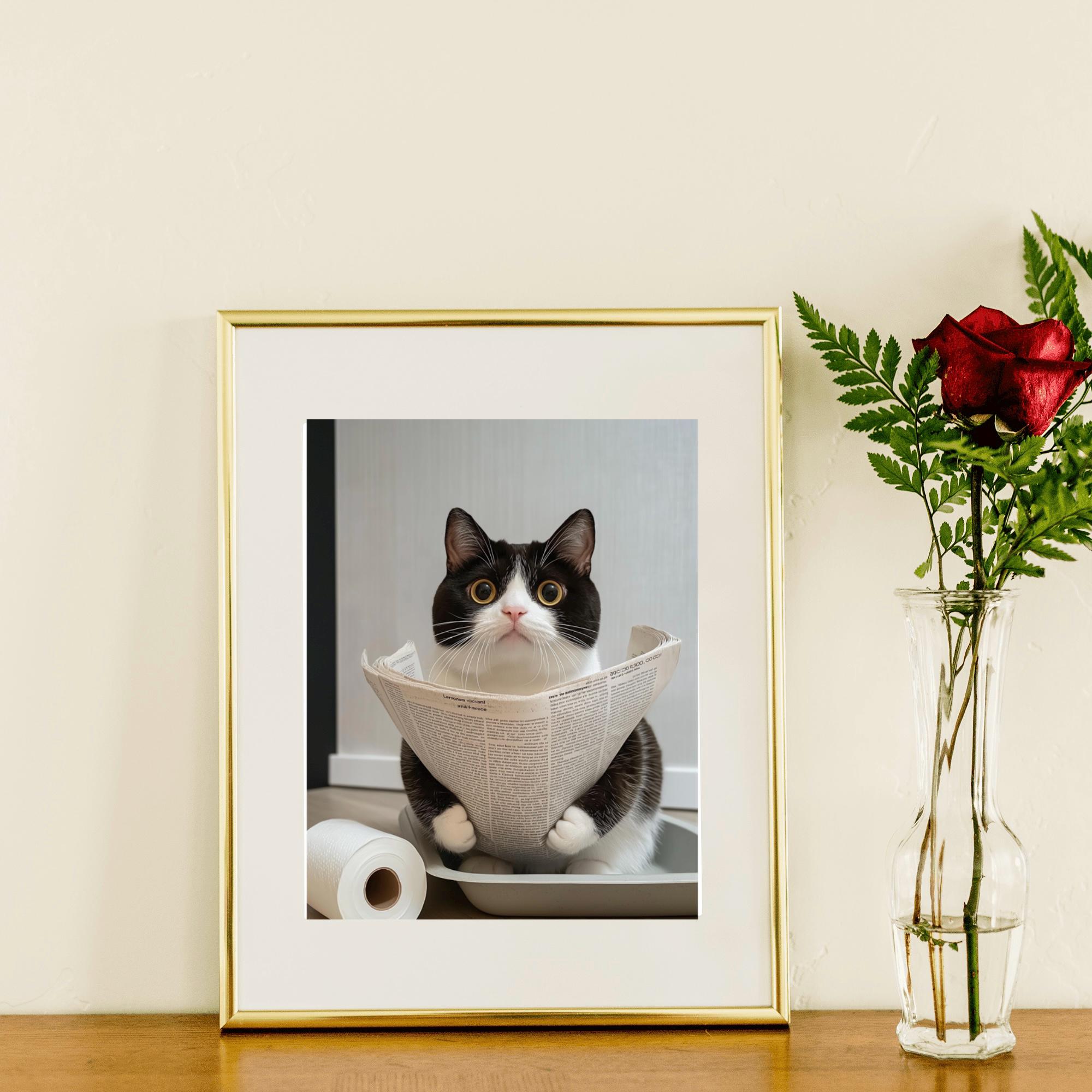 Custom Digital Pet Portrait: Funny Dog Bathroom Newspaper Art - Image 5