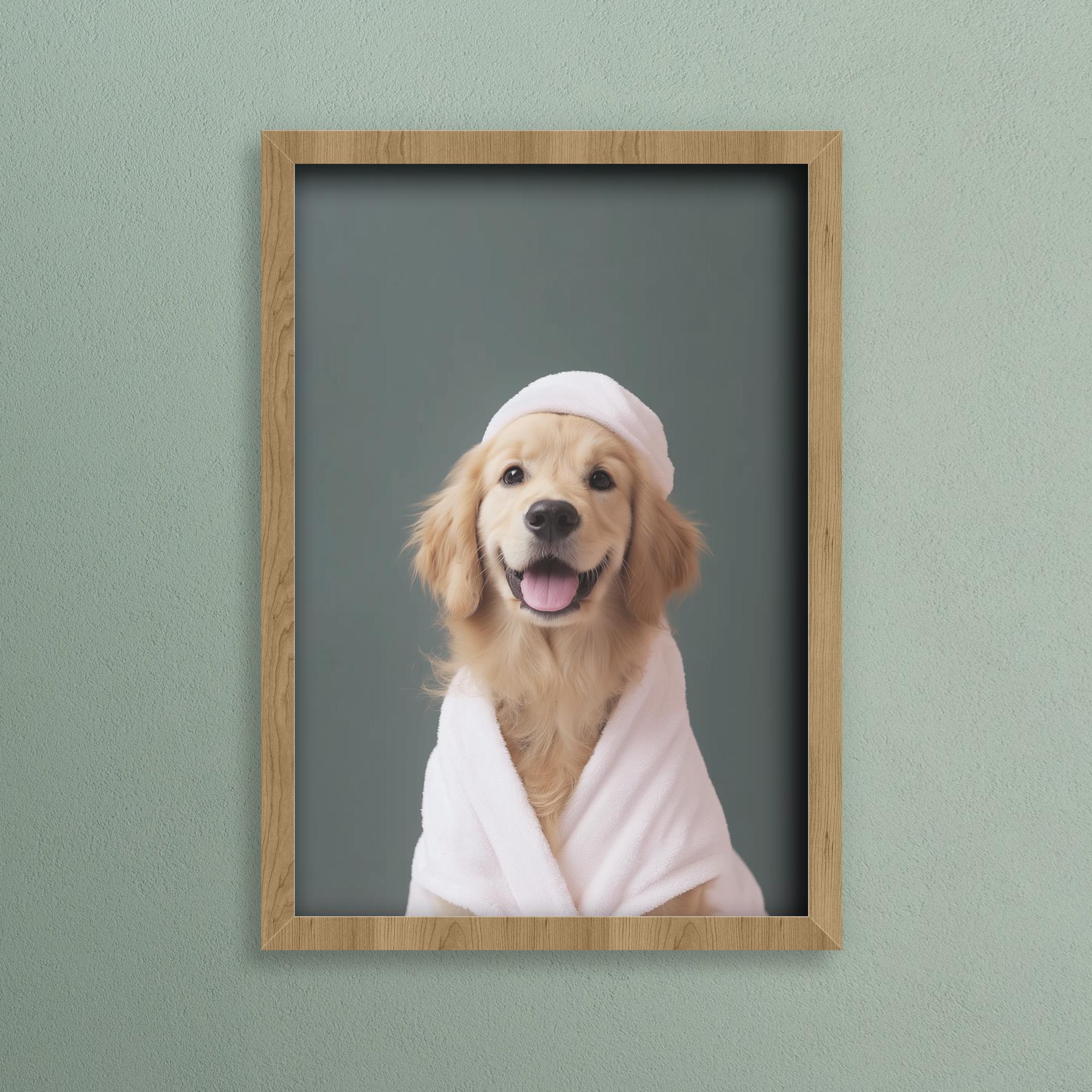 Custom Digital Pet Portrait: Funny Dog Bathroom Newspaper Art - Image 2