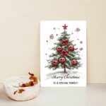 Personalized Christmas Tree Card, Christmas Watercolor Card, Custom Family Names Card, Winter Holiday Card, Minimalistic Christmas Tree Card