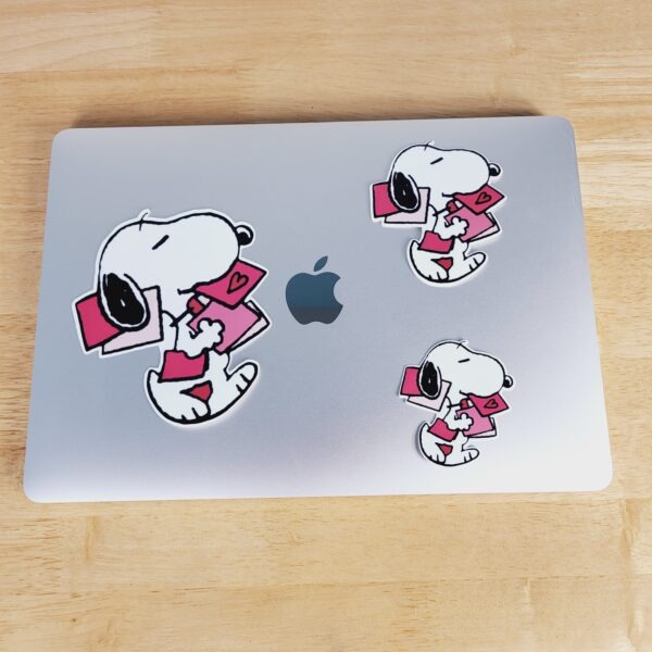 Valentine Snoopy Sticker, Peanuts Sticker, Pink Heart Mail Sticker, Snoopy Decal Sticker for Phones, Laptops, Tablets, iPad, Water Bottle Sticker
