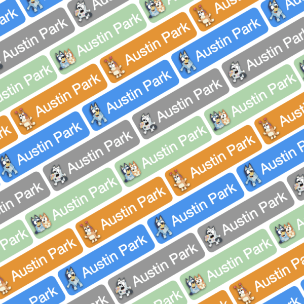 88 Pcs Bluey Waterproof Name Stickers