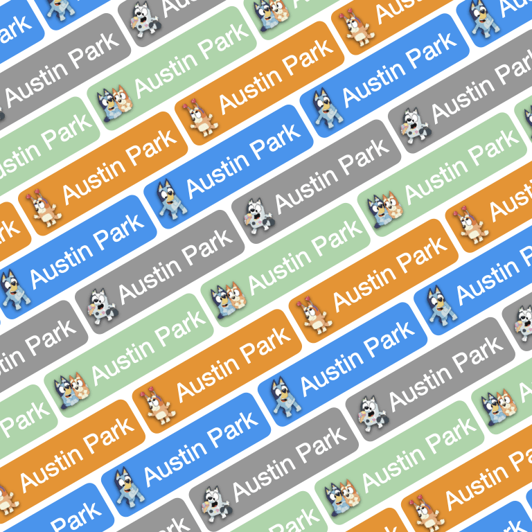 88 Pcs Bluey Waterproof Name Stickers