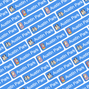 88 Pcs Bluey Waterproof Name Stickers