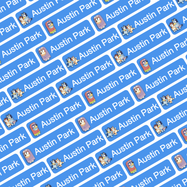 88 Pcs Bluey Waterproof Name Stickers