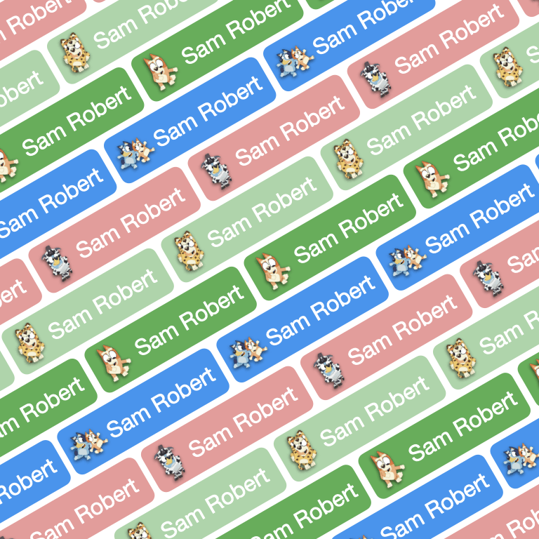 88 Pcs Bluey Waterproof Name Stickers - Image 4