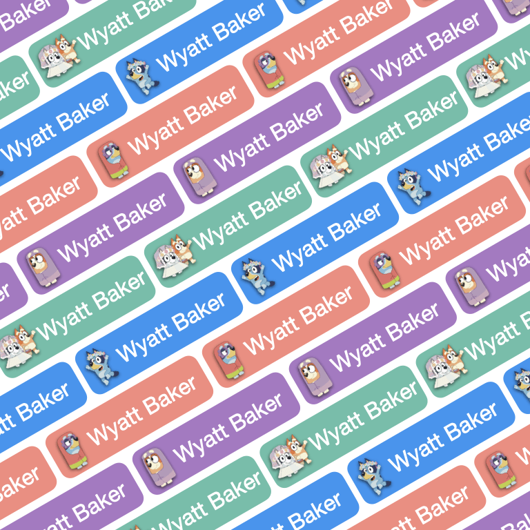 88 Pcs Bluey Waterproof Name Stickers - Image 6