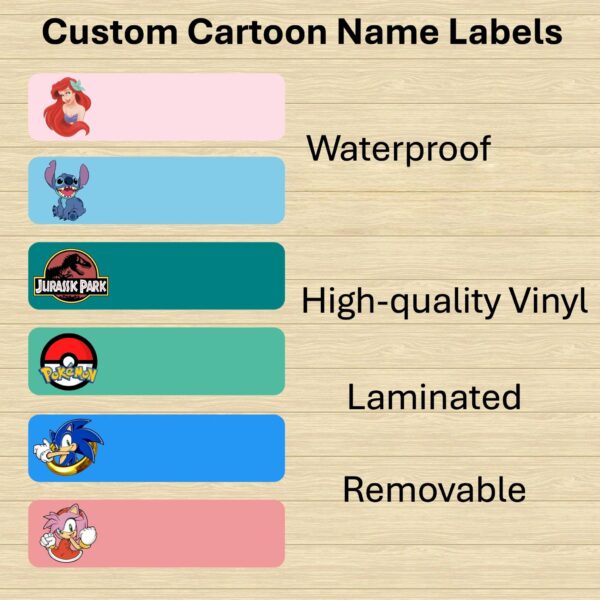 88 Pcs Custom Cartoon Name Labels, Cartoon Waterproof Name Sticker, Daycare Label, School Supply Sticker, Personalized Gift Label