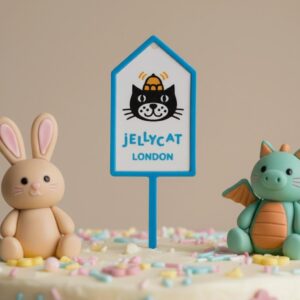 Cute Jellycat Style Cake Topper | Custom Name and Age Tag for Birthday | Mini Cat Birthday Tag