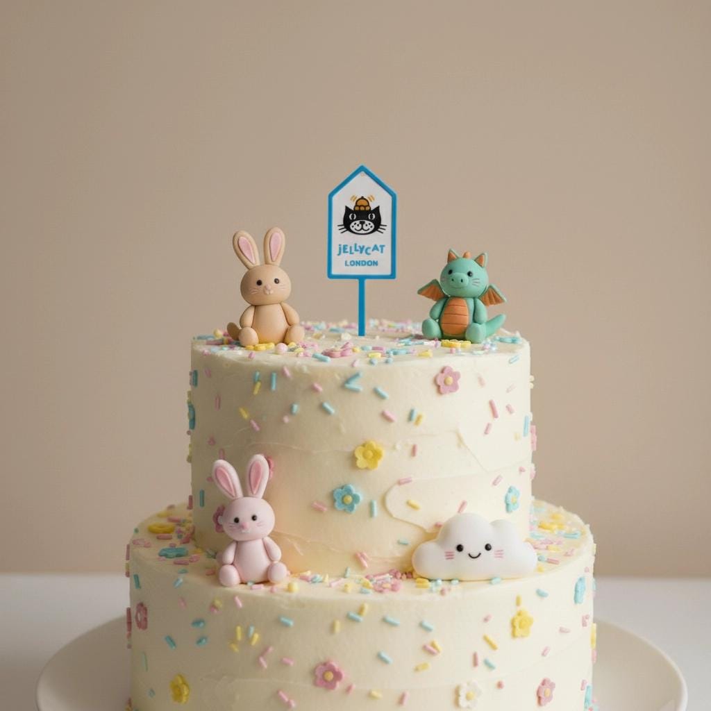 Cute Jellycat Style Cake Topper | Custom Name and Age Tag for Birthday | Mini Cat Birthday Tag - Image 2
