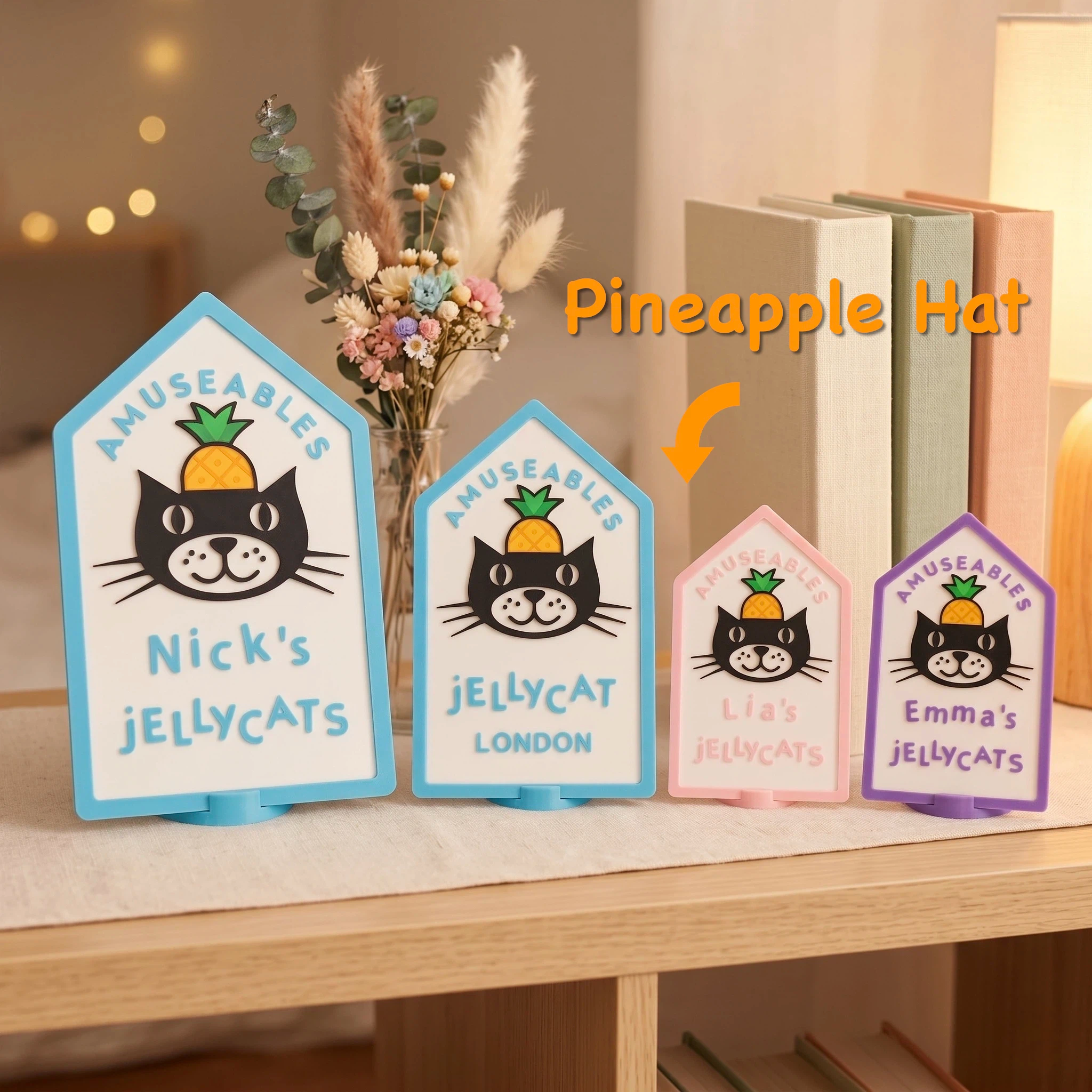 Custom Pineapple Name Sign | 3D Printed Display Tag for Shelves | Personalized Name Tag | Kid's Room Decor - Image 2