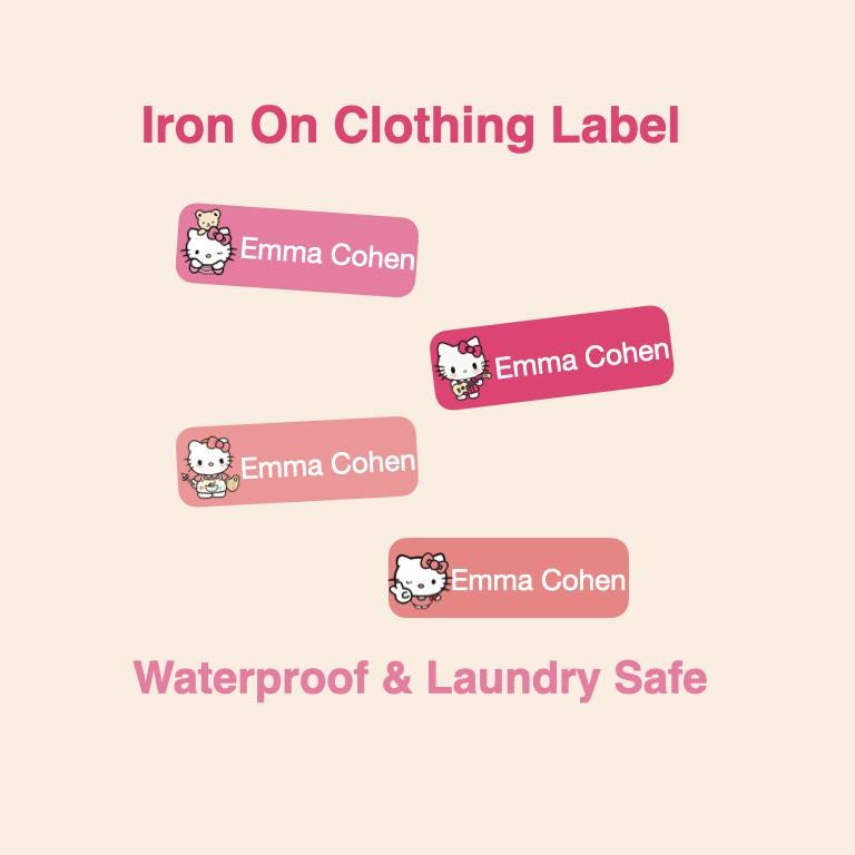 104 Pcs Iron On Name Labels for Kids Clothing, Kitty Waterproof Clothing Name Labels, Customized Cloth Name Labels - Image 3