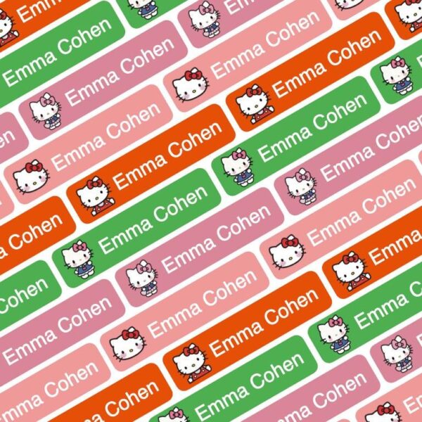 104 Pcs Iron On Name Labels for Kids Clothing, Kitty Waterproof Clothing Name Labels, Customized Cloth Name Labels