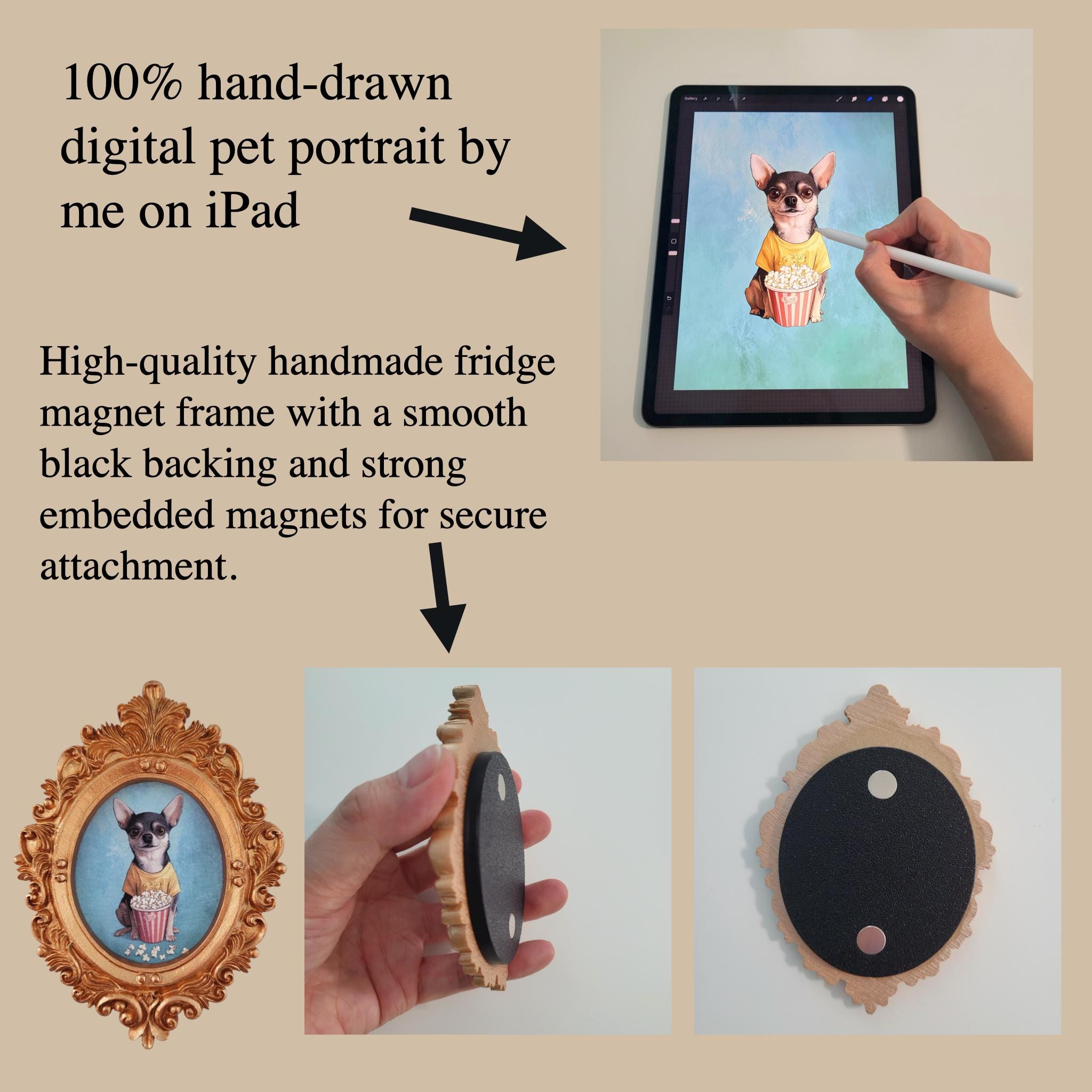Custom Pet Fridge Magnet or Stand, Custom Pet Portraits, Gift for Pet Lover, Dog Paintings, Cat Paintings,Pet Memorial, Pet Birthday Gift - Image 12