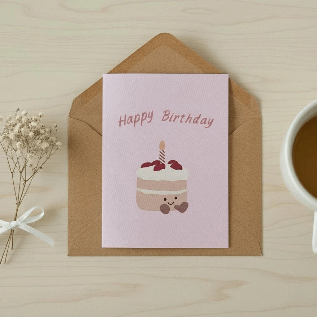Cute Jellycat Style Birthday Cake Card, Custom Jellycat Style Birthday Card, Personalized Birthday Card, Rainbow Cake Card, Cute Cake Birthday Card