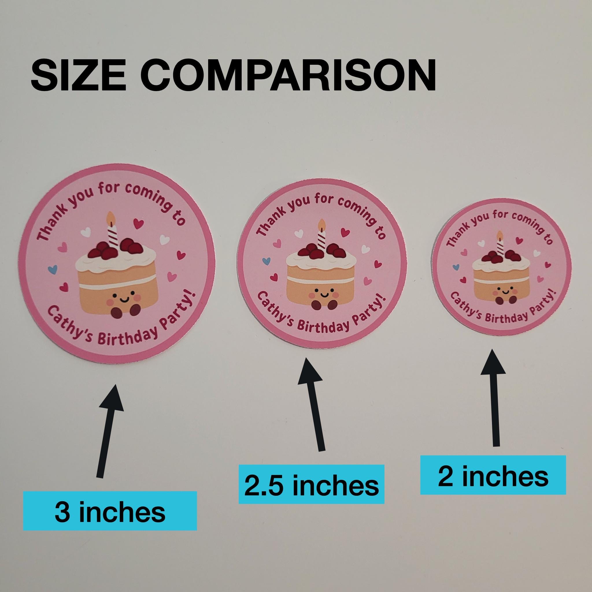 Jellycat Style Birthday Cake Sticker, Party Favor Sticker, Thank You for Coming Sticker, Personalized Birthday Party Label,Custom Labels for Party Bags - Image 6