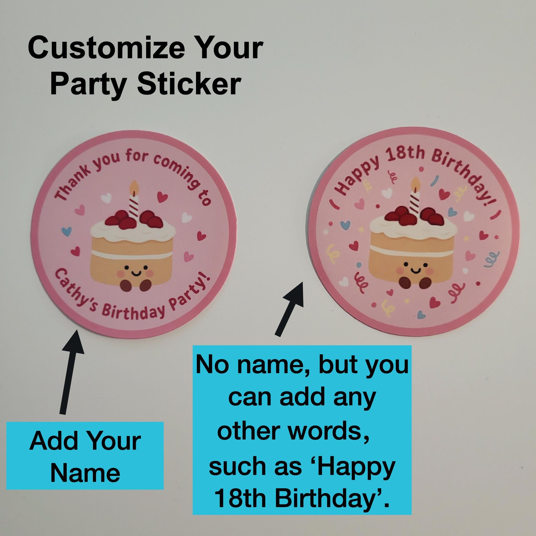 Jellycat Style Birthday Cake Sticker, Party Favor Sticker, Thank You for Coming Sticker, Personalized Birthday Party Label,Custom Labels for Party Bags - Image 7