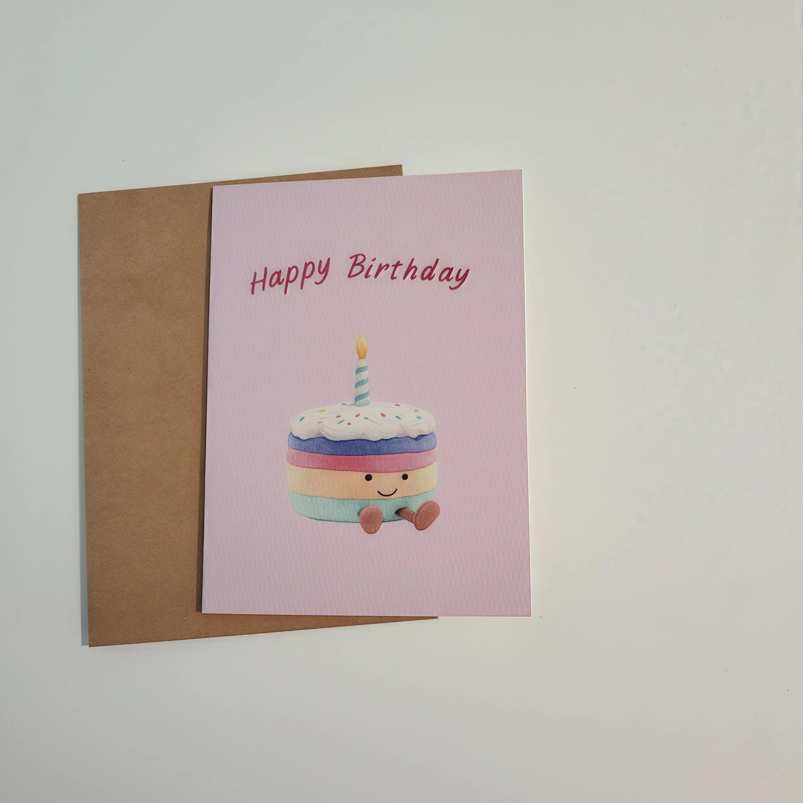 Cute Jellycat Style Birthday Cake Card, Custom Jellycat Style Birthday Card, Personalized Birthday Card, Rainbow Cake Card, Cute Cake Birthday Card - Image 14