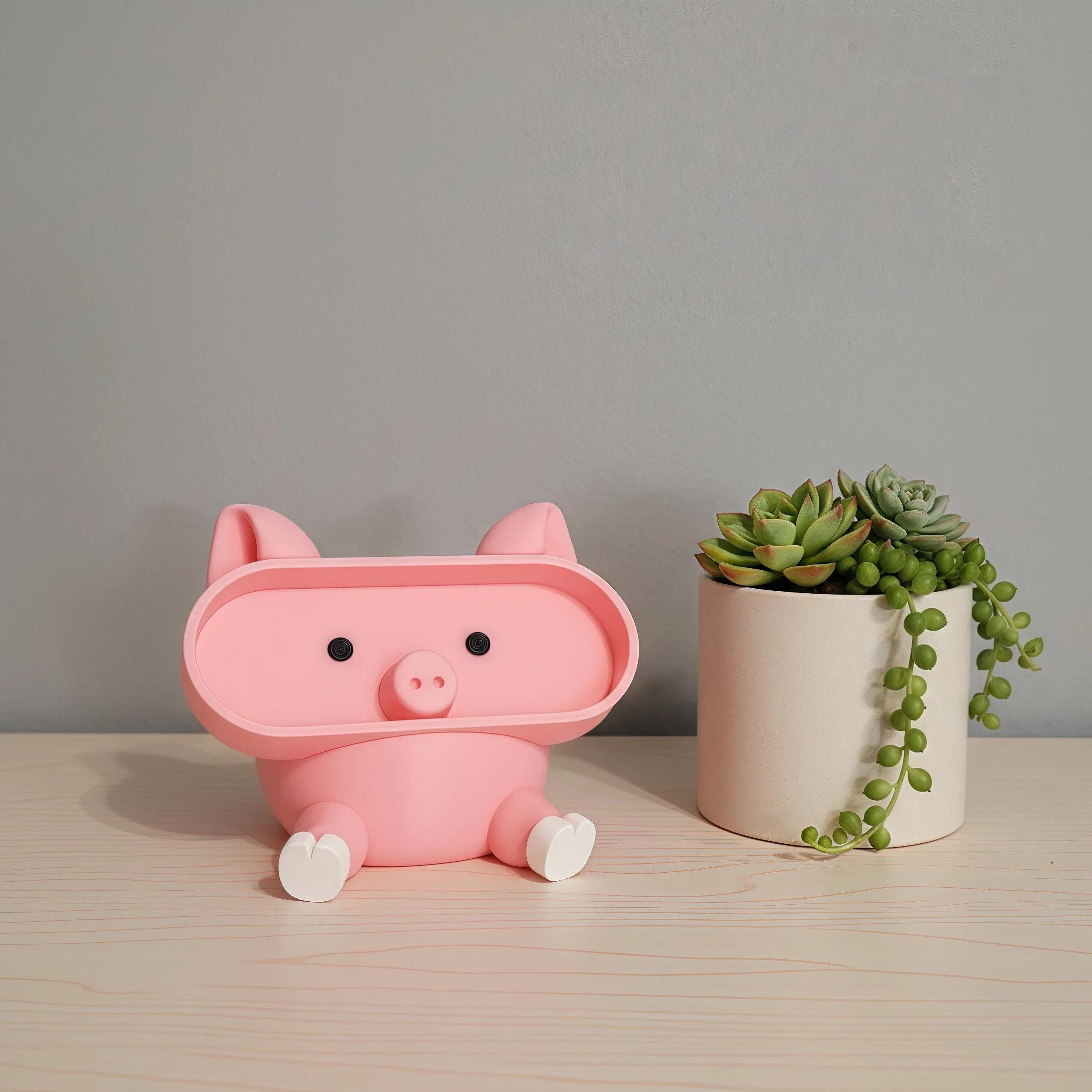 Pig Eyeglasses Holder | Phone Stand | Animal Desk Organizer | 3D Printed Desk Decor | Gift for Girlfriend |Office Gift for Coworker - Image 3