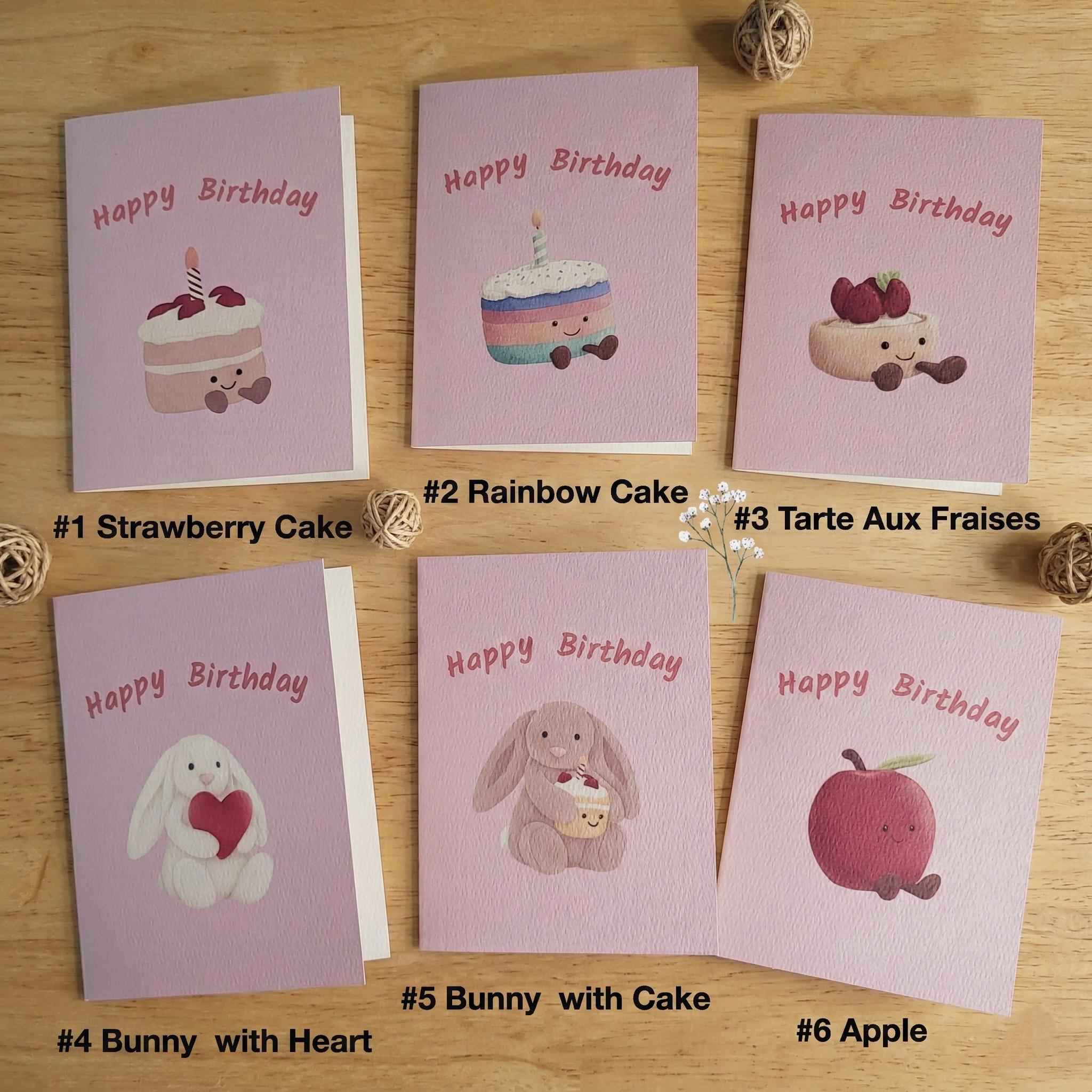 Cute Jellycat Style Birthday Cake Card, Custom Jellycat Style Birthday Card, Personalized Birthday Card, Rainbow Cake Card, Cute Cake Birthday Card - Image 6