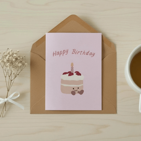 Cute Jellycat Style Birthday Cake Card,  Custom Jellycat Style Birthday Card, Personalized Birthday Card, Rainbow Cake Card, Cute Cake Birthday Card