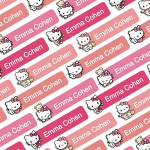 62 Pcs Kitty Waterproof Name Sticker,Daycare Label, School Supply Sticker, Personalized Gift Label, Kids Bottle Label