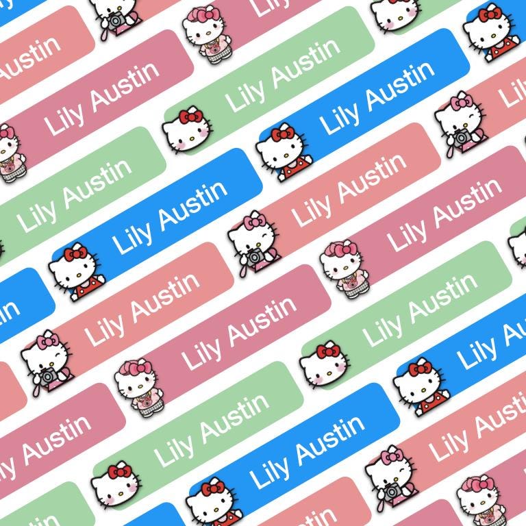 62 Pcs Kitty Waterproof Name Sticker,Daycare Label, School Supply Sticker, Personalized Gift Label, Kids Bottle Label - Image 4