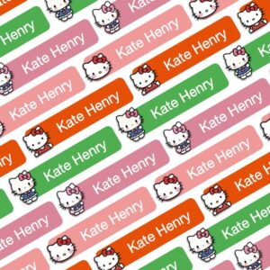 62 Pcs Kitty Waterproof Name Sticker,Daycare Label, School Supply Sticker, Personalized Gift Label, Kids Bottle Label
