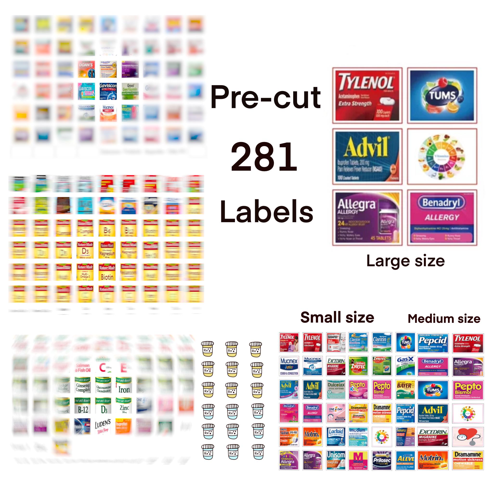 Travel Pill Case with 281 Pre-cut Pill Labels, Mini Stickers in Small, Medium, Large Sizes for Pill Organizer, Vitamin Storage Container - Image 10