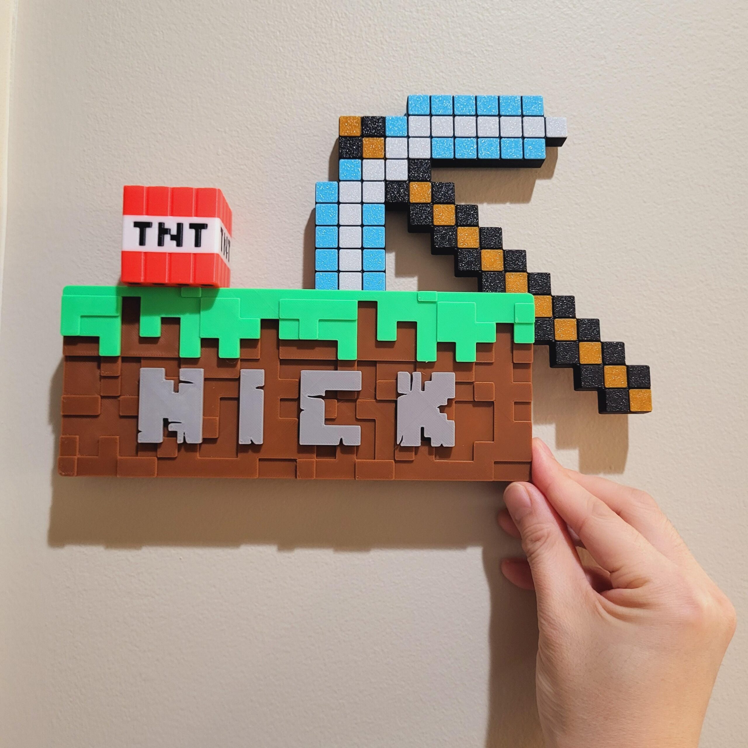Minecraft Style Door Name Sign, Game Room Wall Decor, Kids Room Sign, Desk Decoration - Image 2