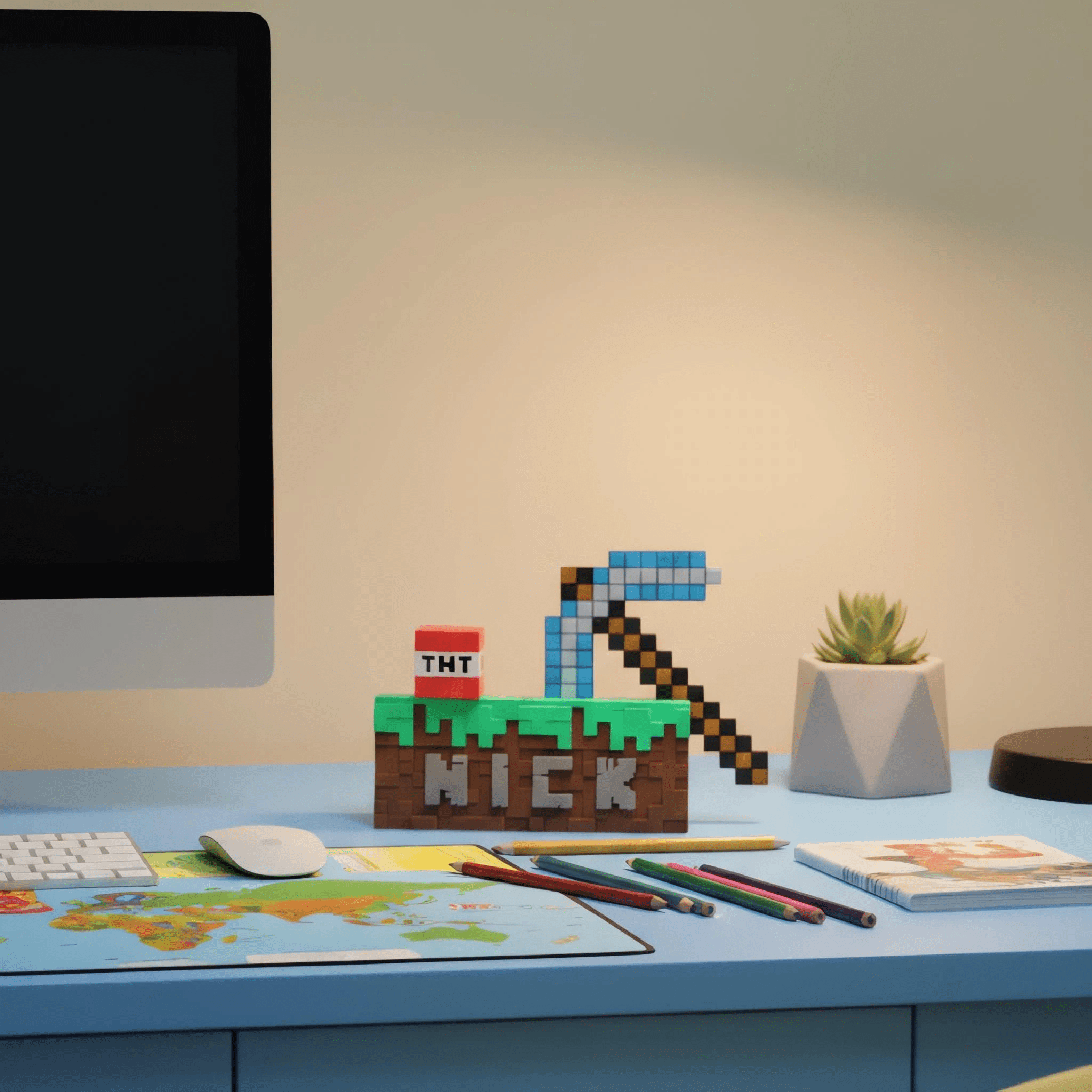 Minecraft Style Door Name Sign, Game Room Wall Decor, Kids Room Sign, Desk Decoration - Image 3